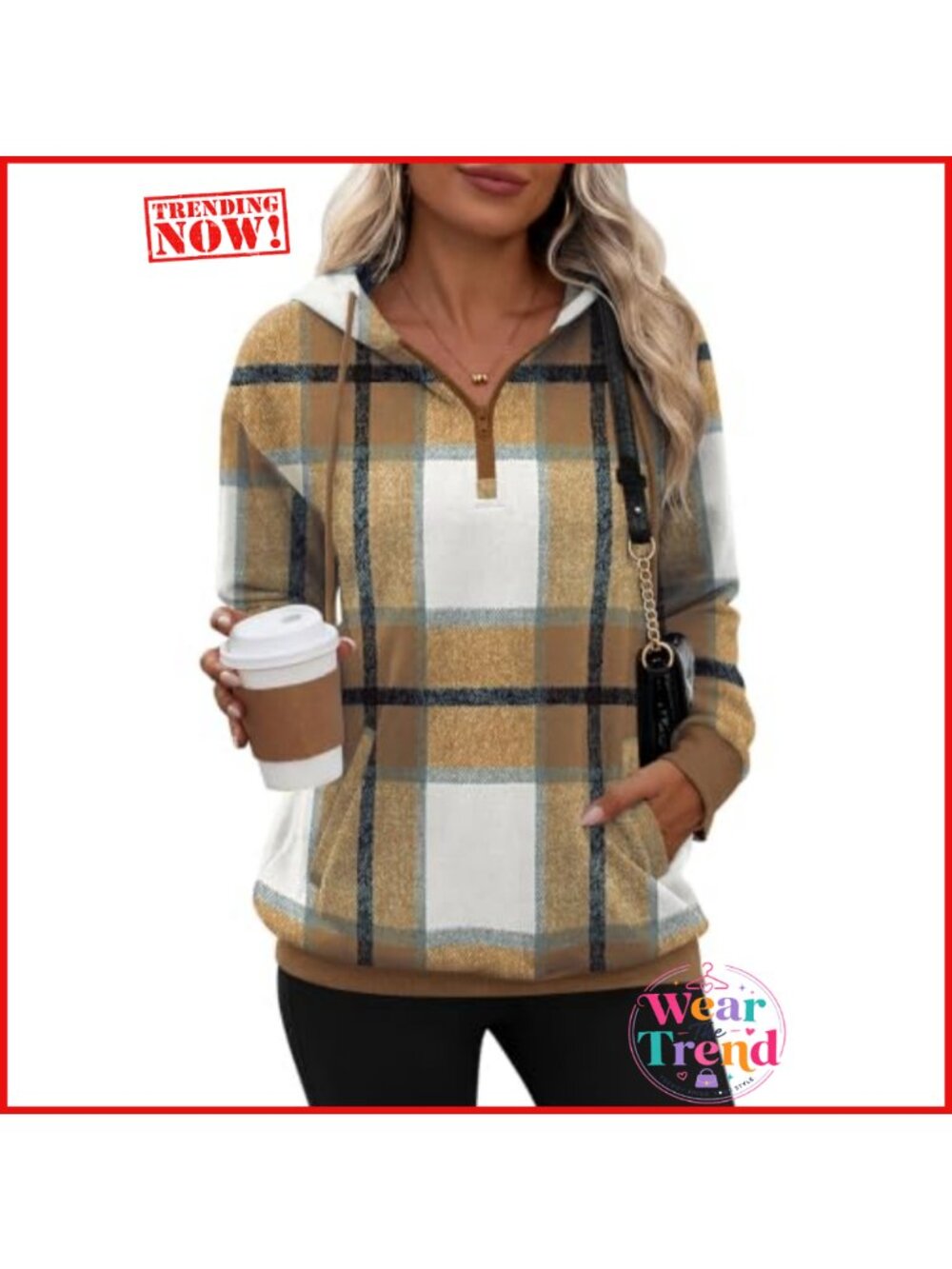 Oversized Half Zip Hoodie Sweatshirt with Drawstring Waist and Pockets